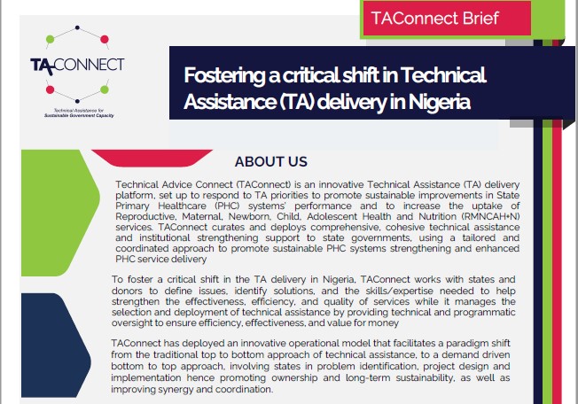 Brief: Fostering a critical shift in Technical Assistance (TA) delivery in Nigeria